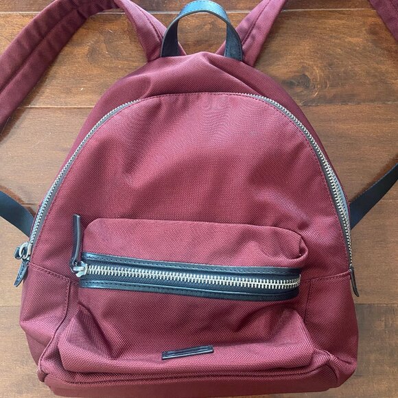 Uri Minkoff "Paul" backpack, dark red nylon, leather trim UVGC - Picture 1 of 5